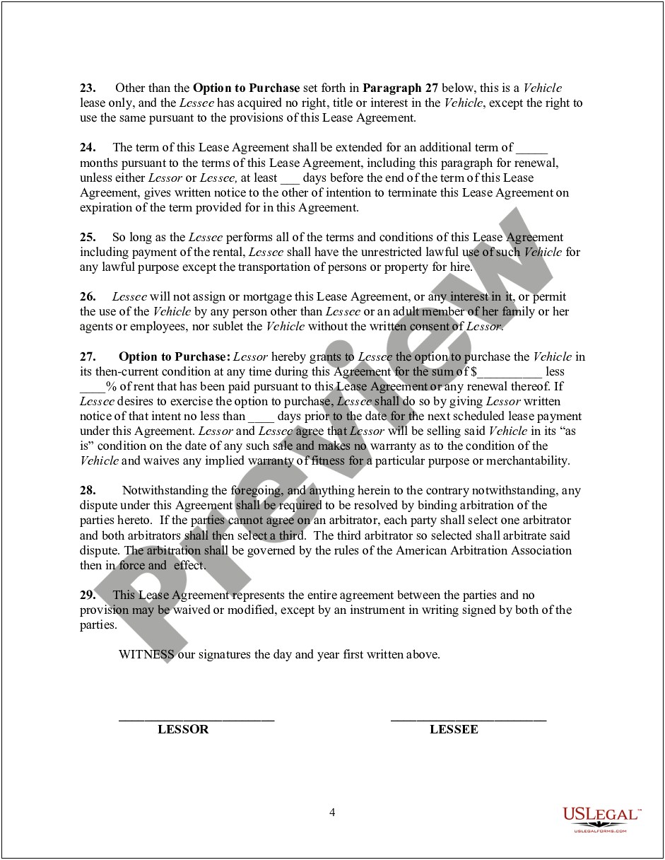 Rent To Own Agreement Template Free