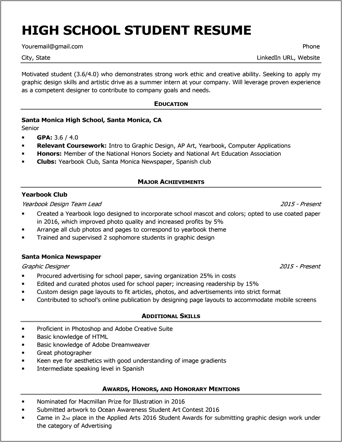 Resume Skills And Abilities Examples For Students