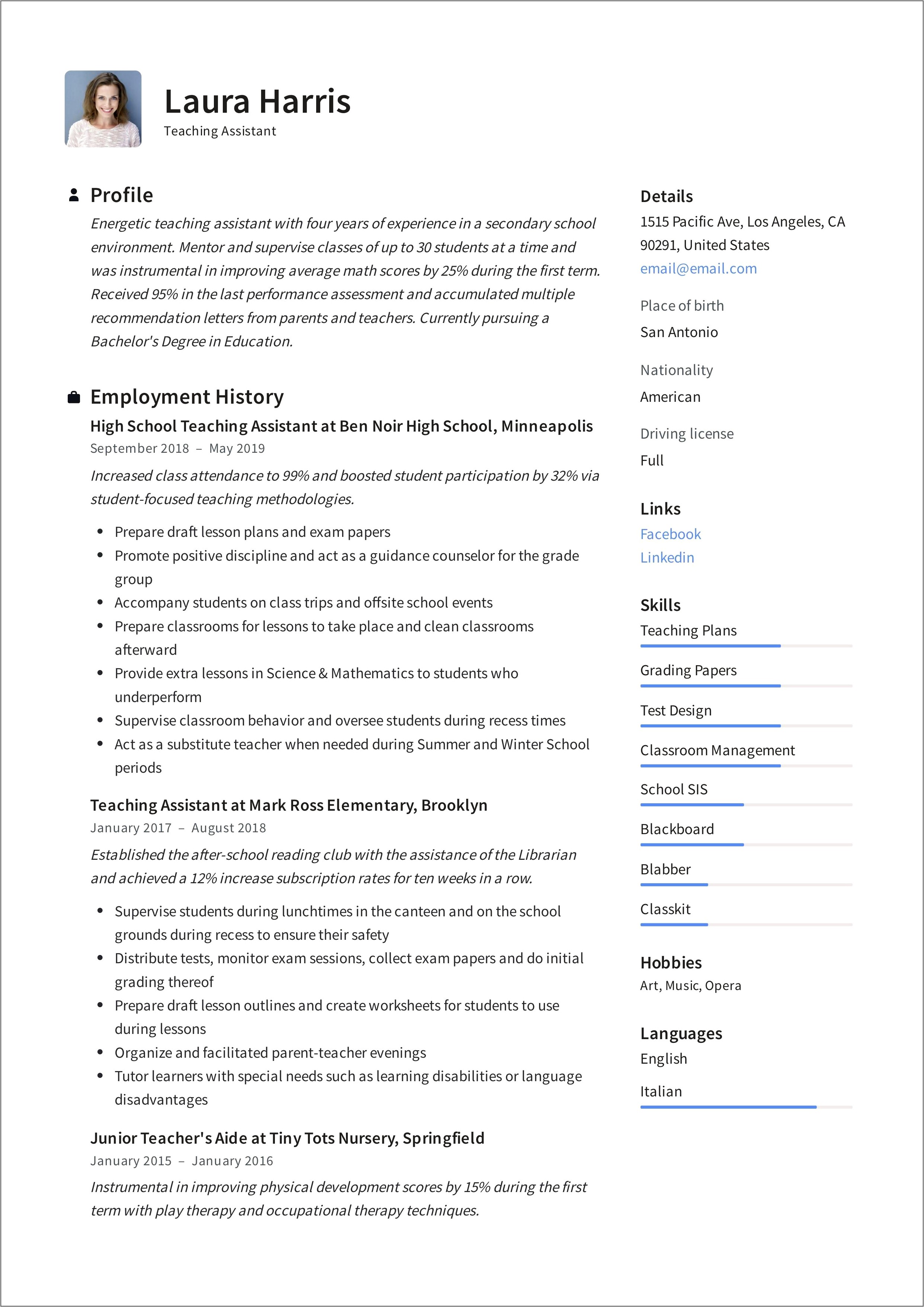 Resume Summary Examples For Education Admisitration