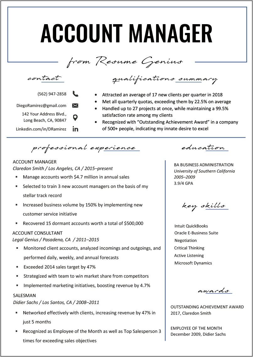 Resume Summary Statememnt For Accounts Receivables