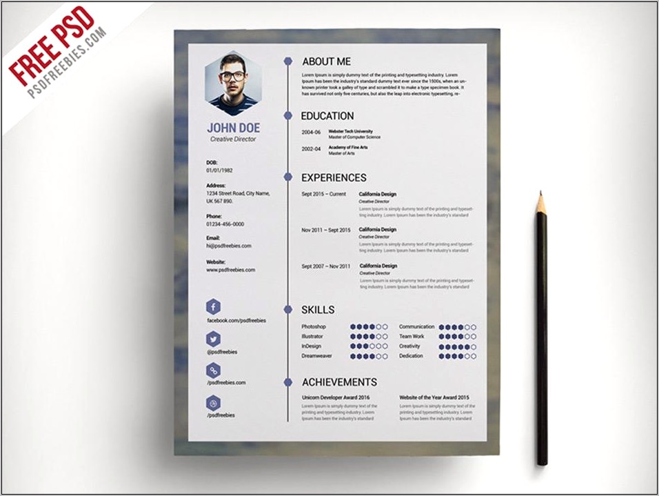 Resume Template Free Download With Photo