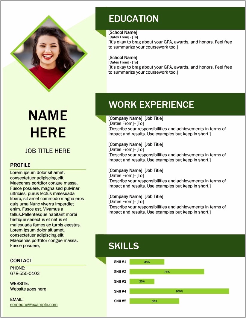 Resume Template With A Lot Of Words