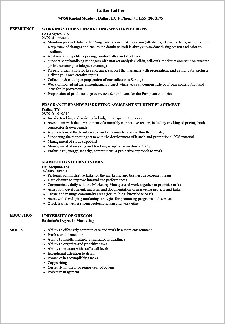 Resume Title Examples For College Students