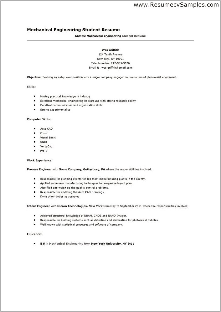 Resume To Apply For First Job