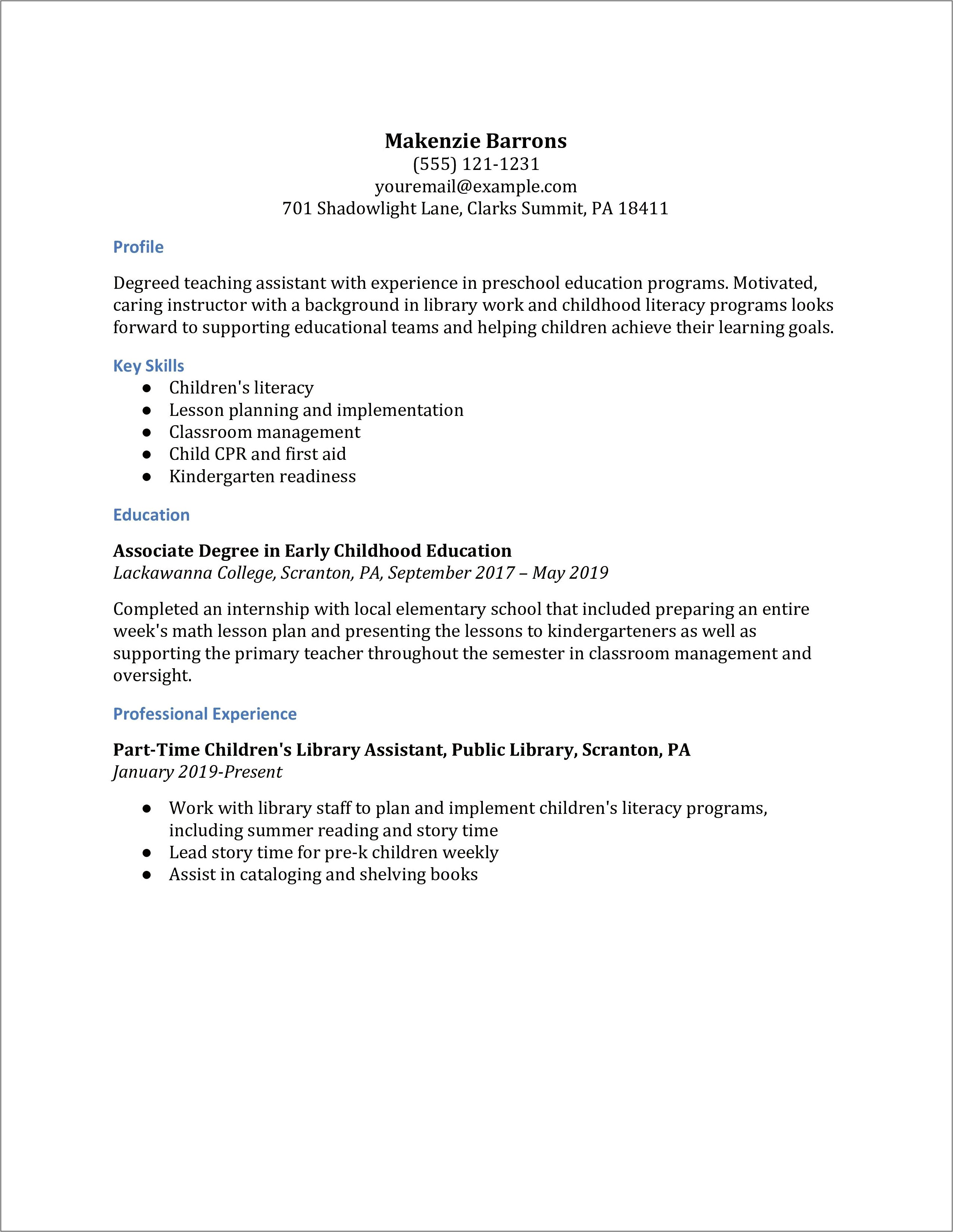 Resume To Get A Ta Job