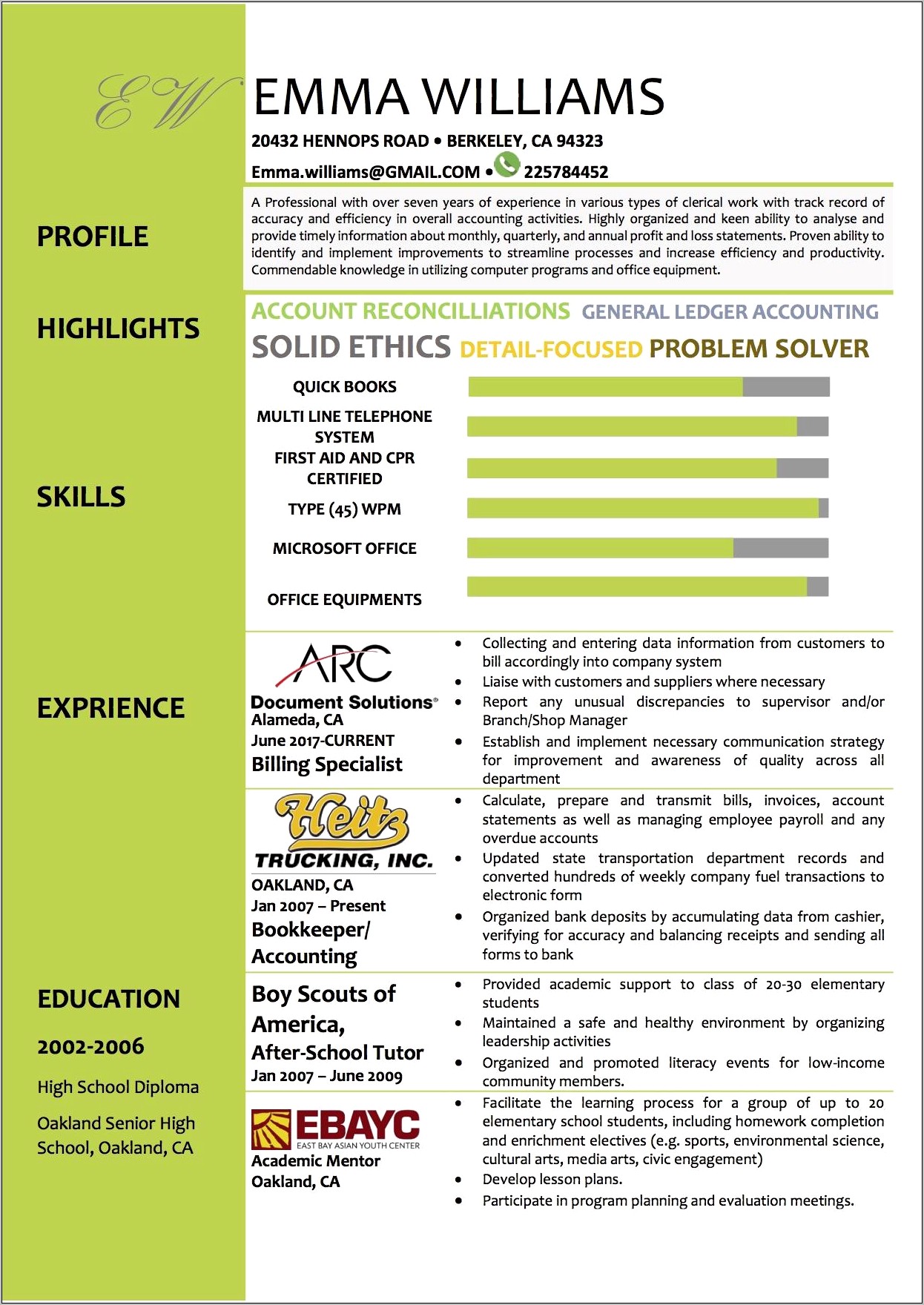 Resume With High School Diploma Word Template