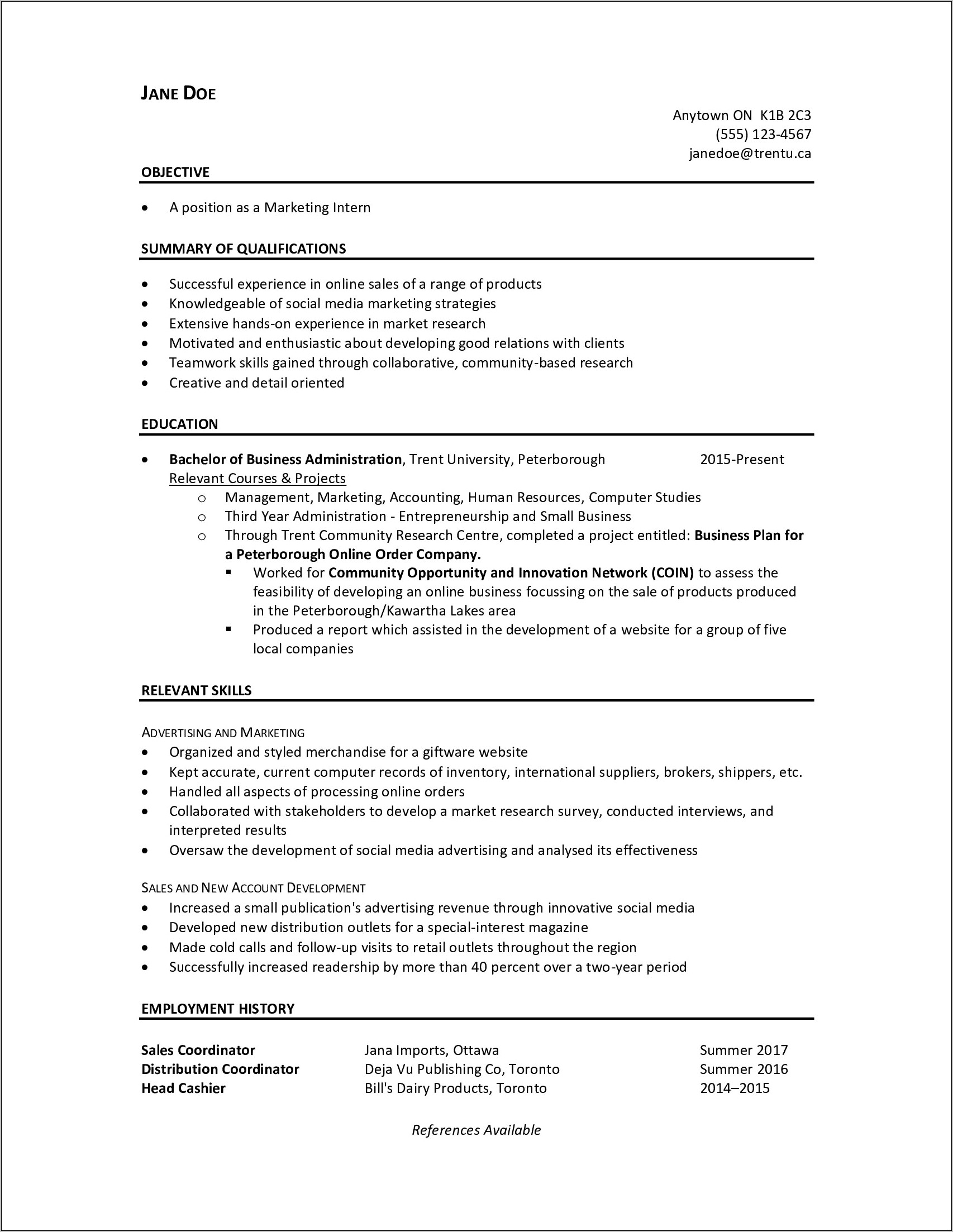 Resume With Skills In Work History
