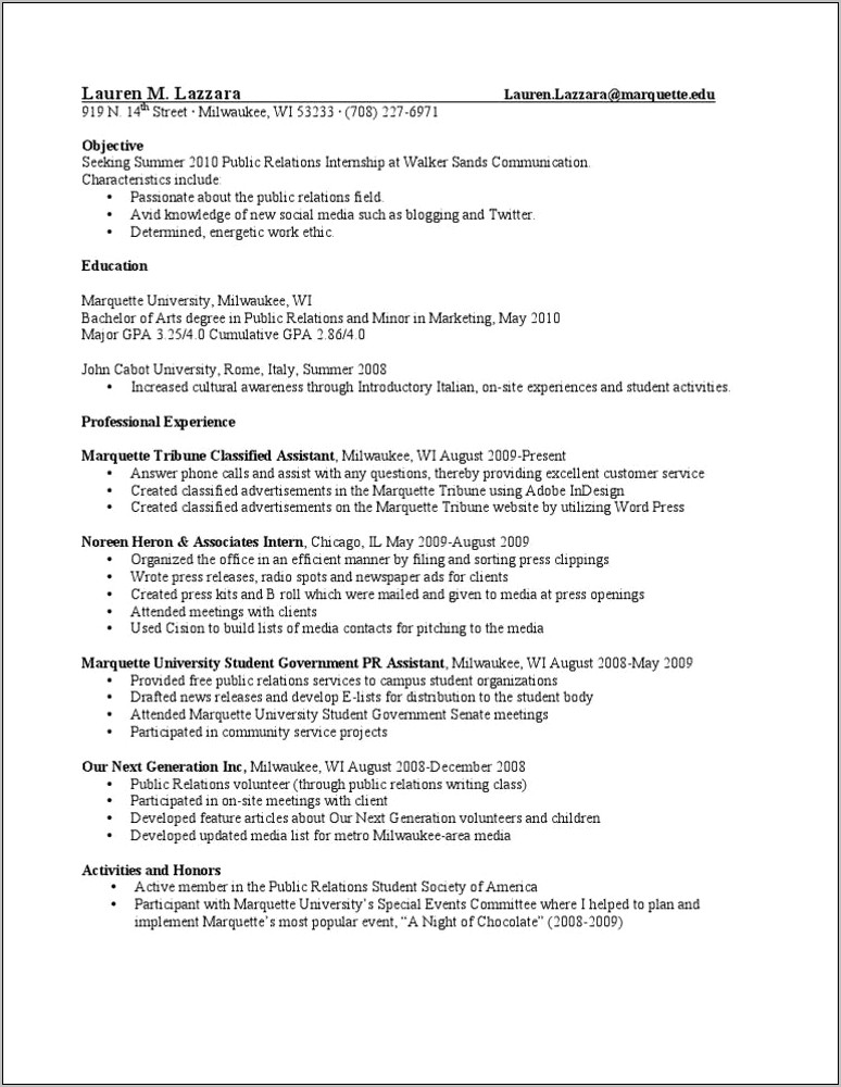 Resume Word That I Was Active Particiant