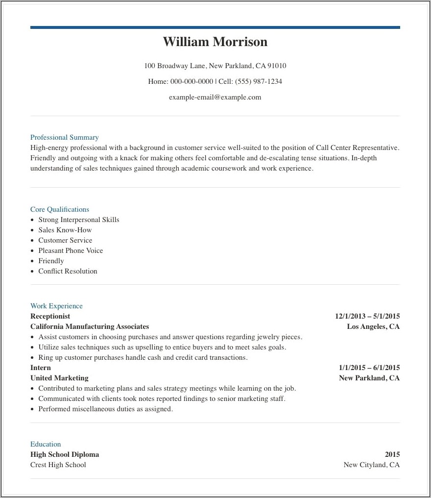 Resumes For Jobs In Customer Service