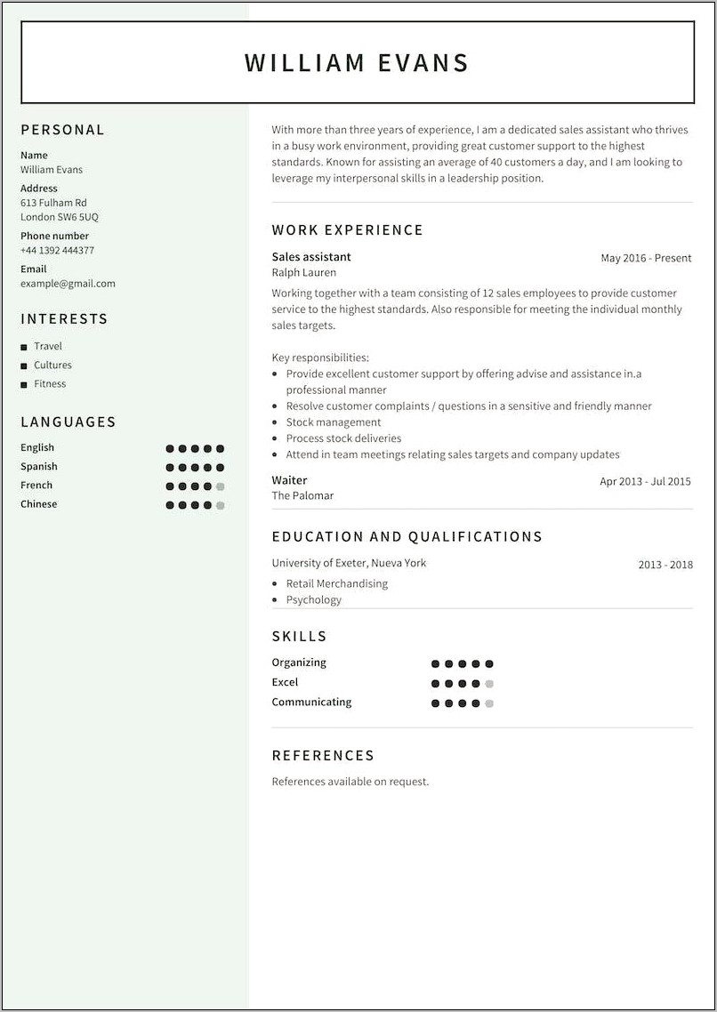 Retails Skills To Include Of Resume