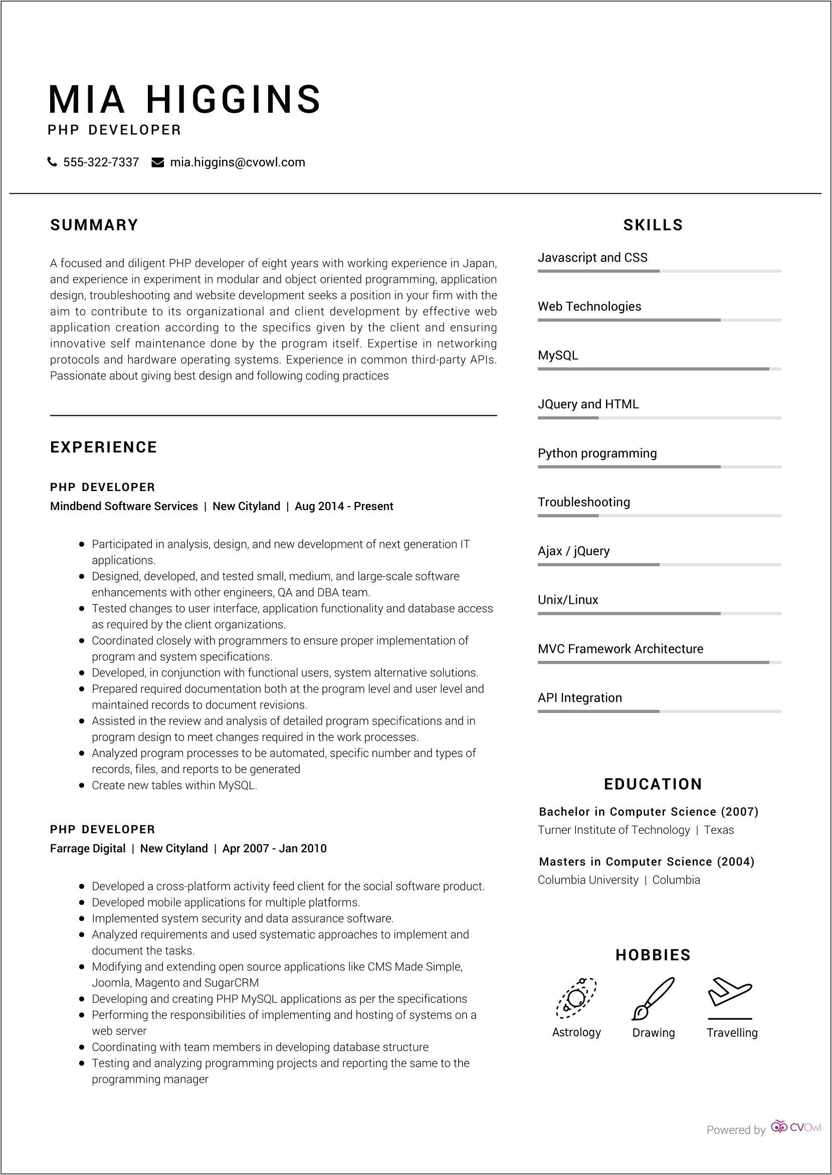 Ruby On Rails Developer Resume Example