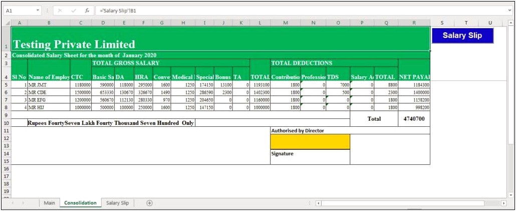 Salary Slip Excel Template Free Download