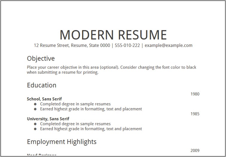 Sample Career Objectives For A Resume