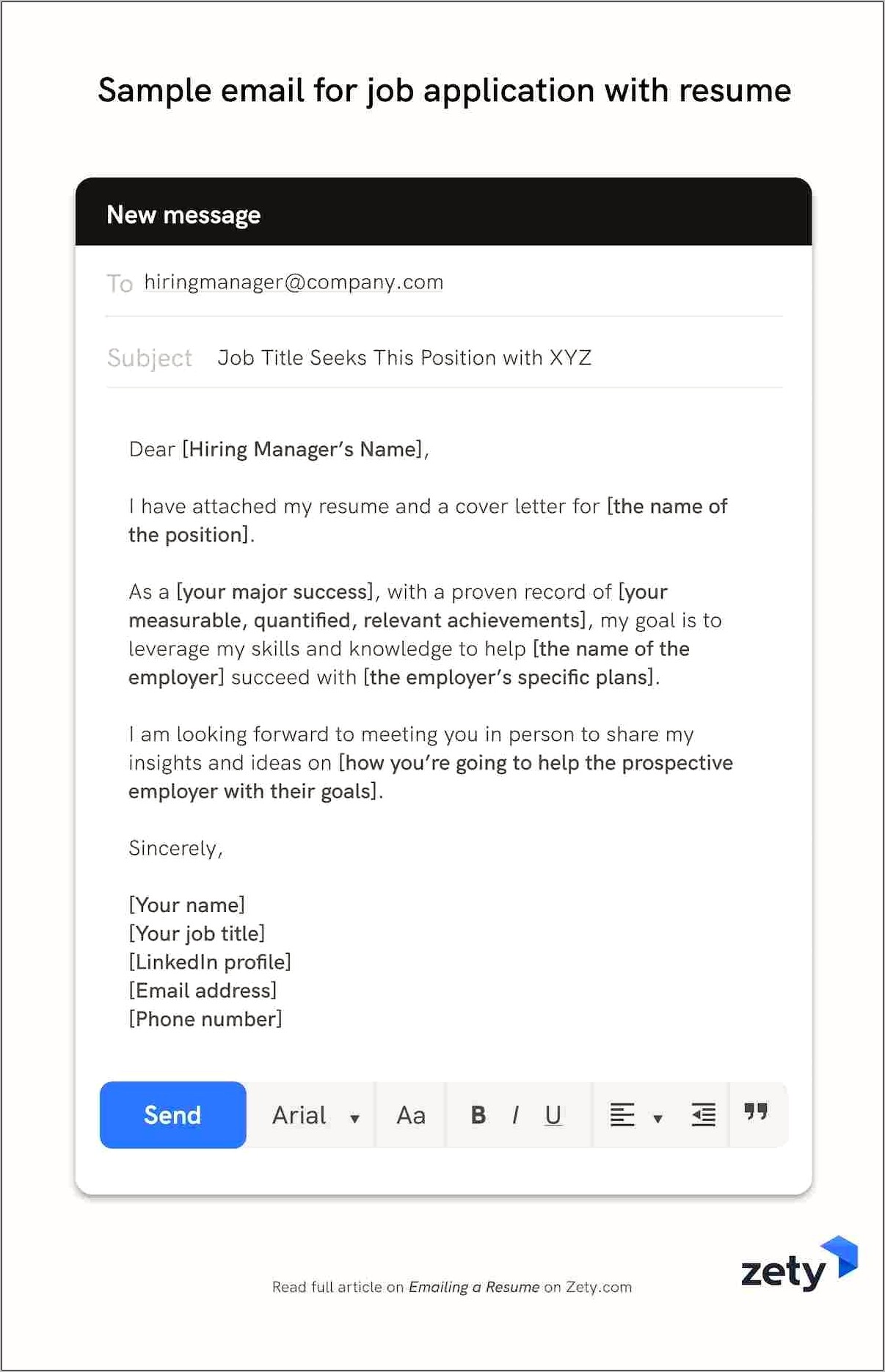 Sample Email For Sending Resume For Freshers