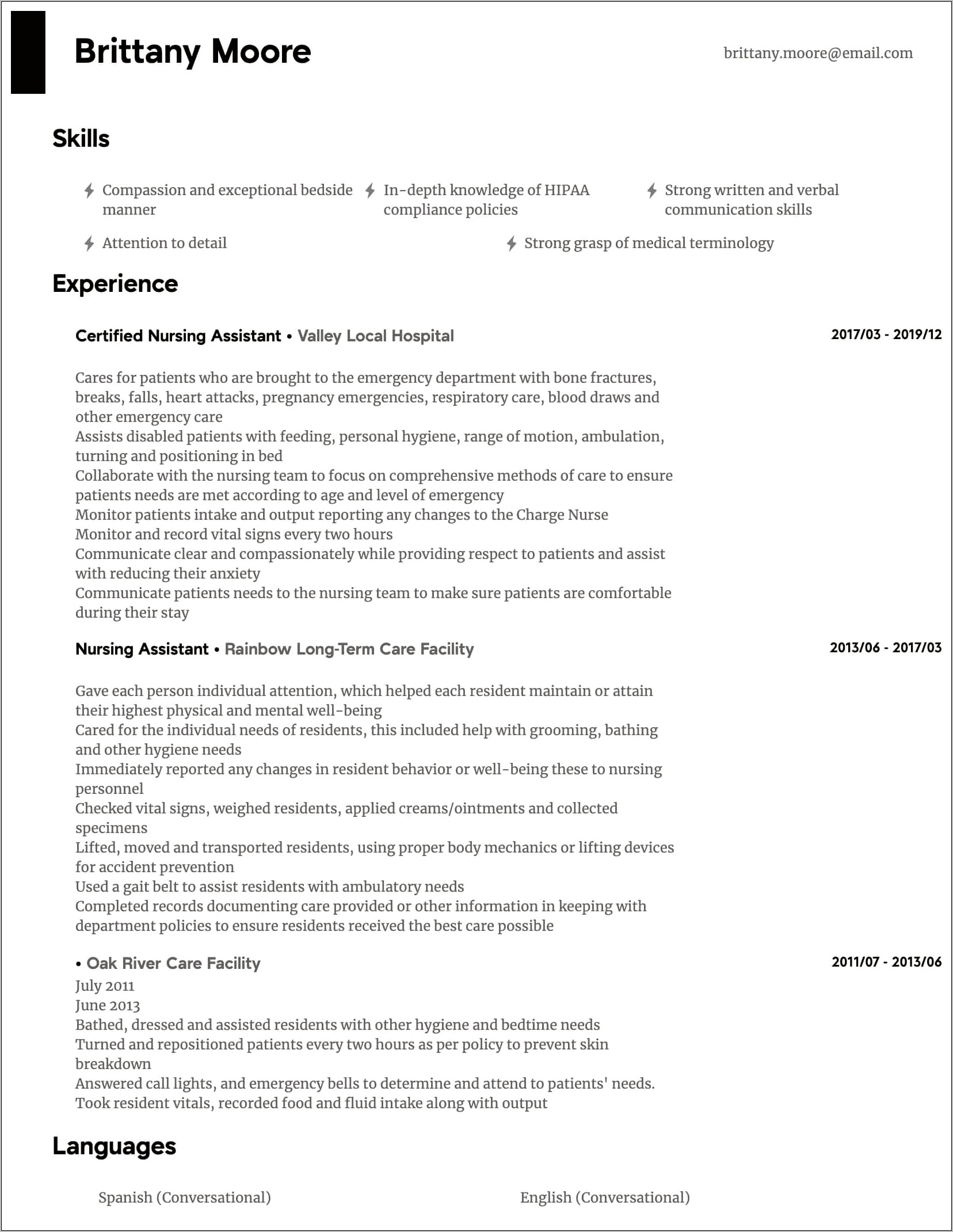 Sample Mid Level Cna Resume Objective