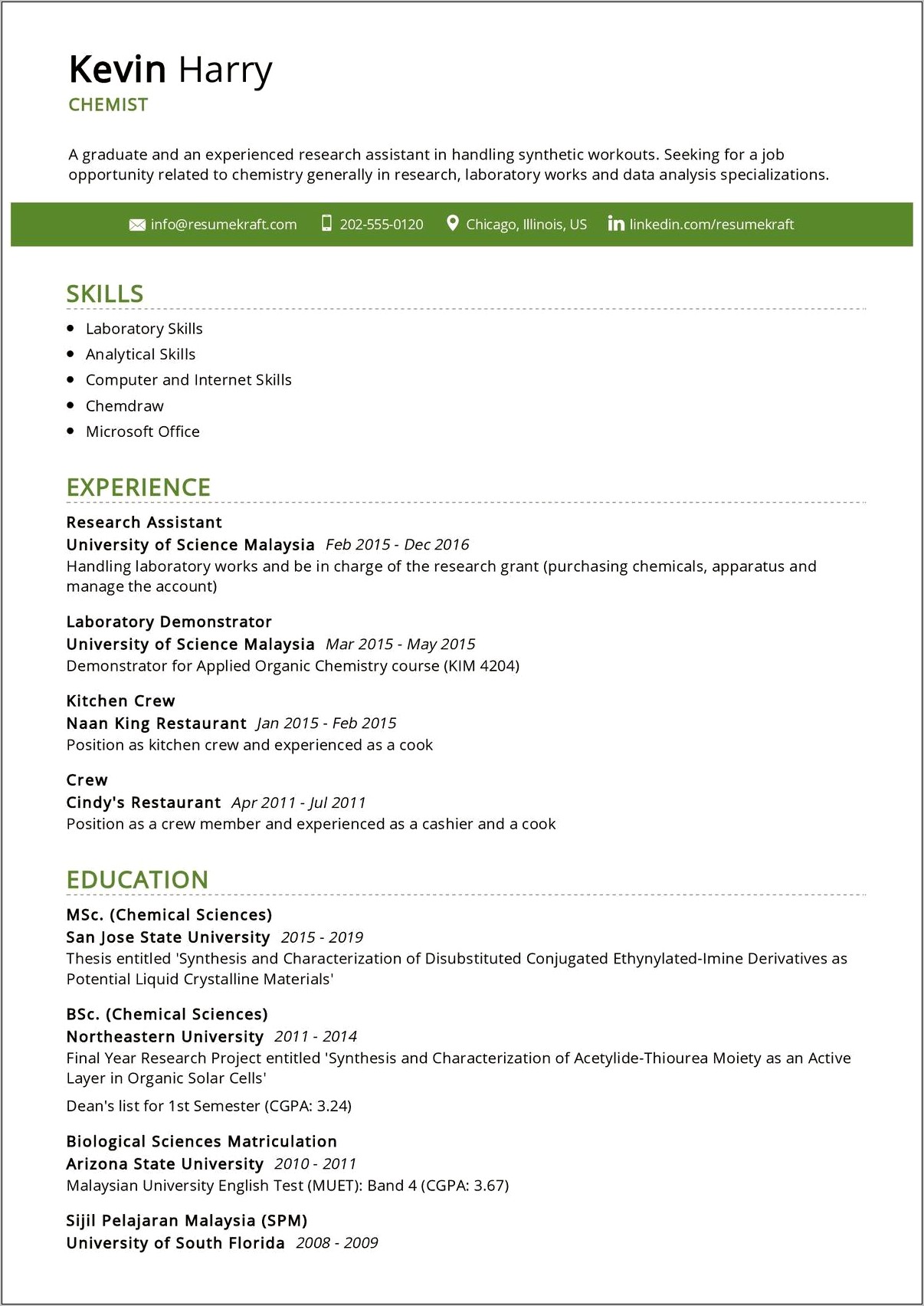 Sample Of A Good Resume In Malaysia