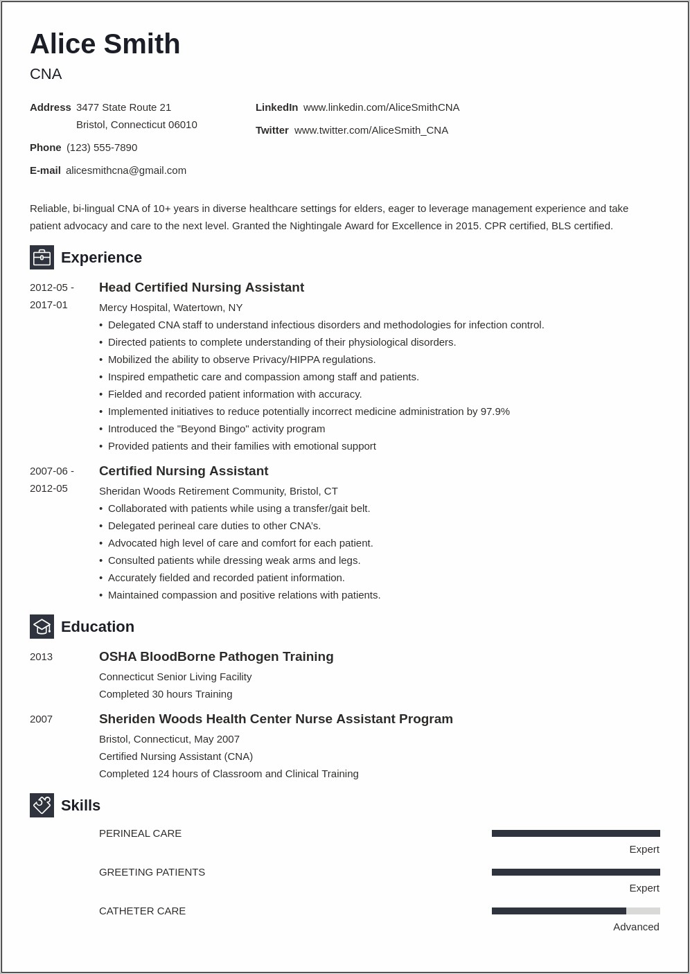 Sample Of A Nurse Technician Resume