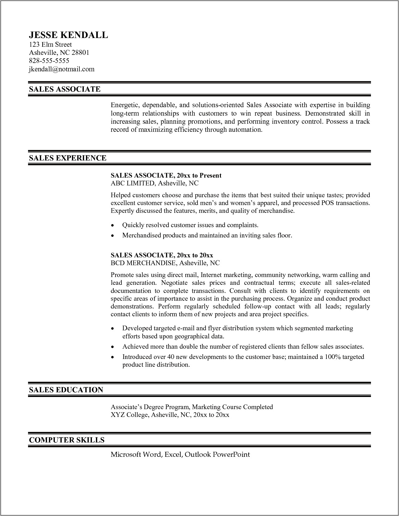 Sample Of Objective For Sales Resume