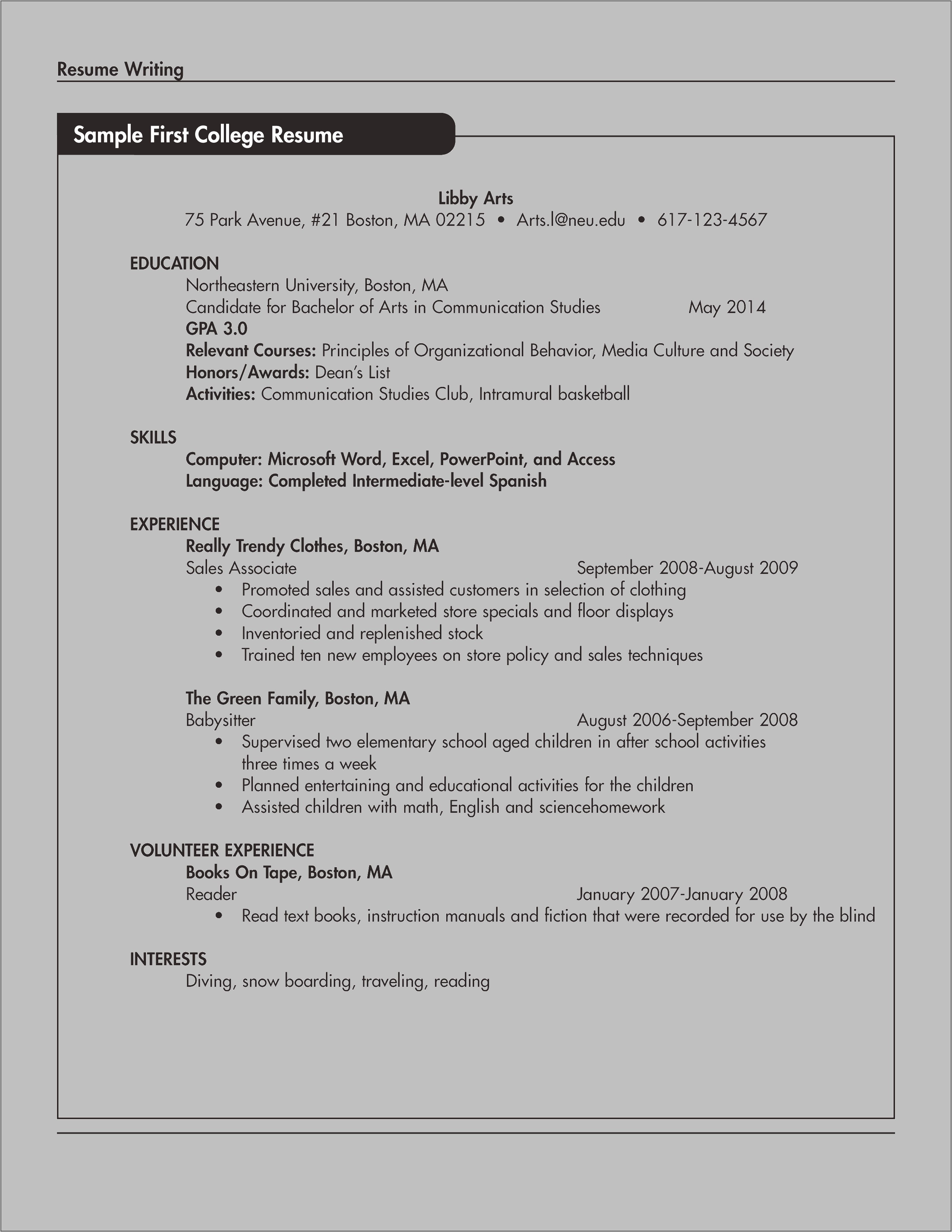Sample Of Resume For It Students