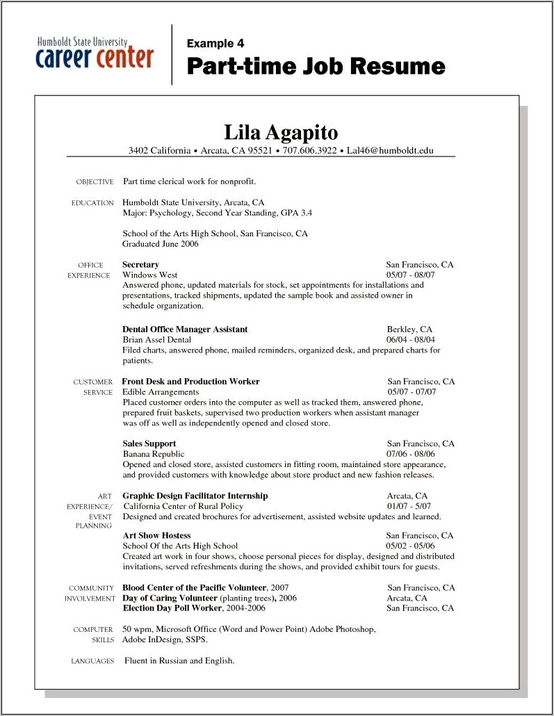 Sample Of Resume With Temporary Jobs