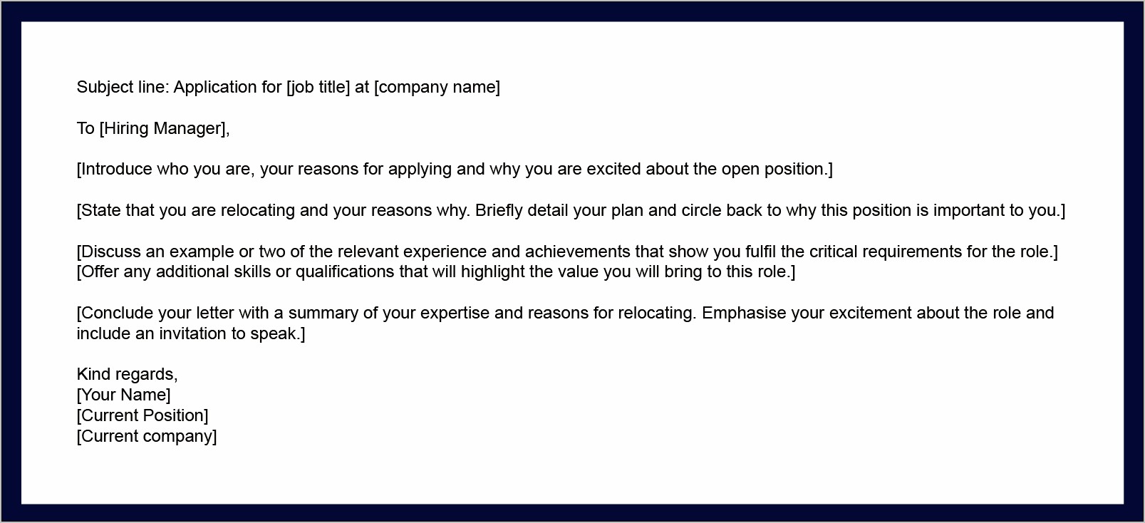 Sample Relocation Cover Letter For Resume