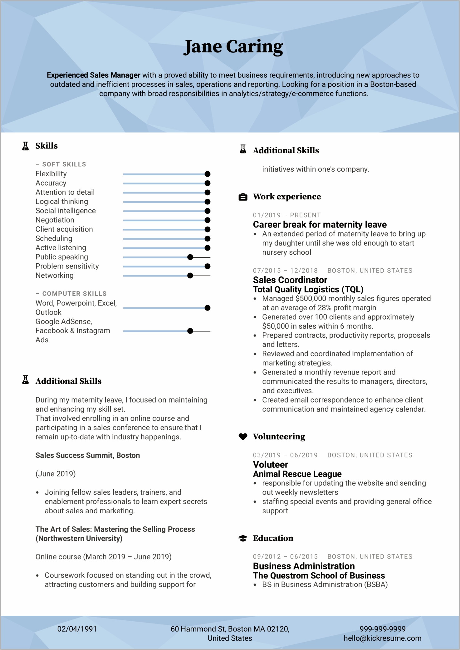 Sample Resume After Career Break India