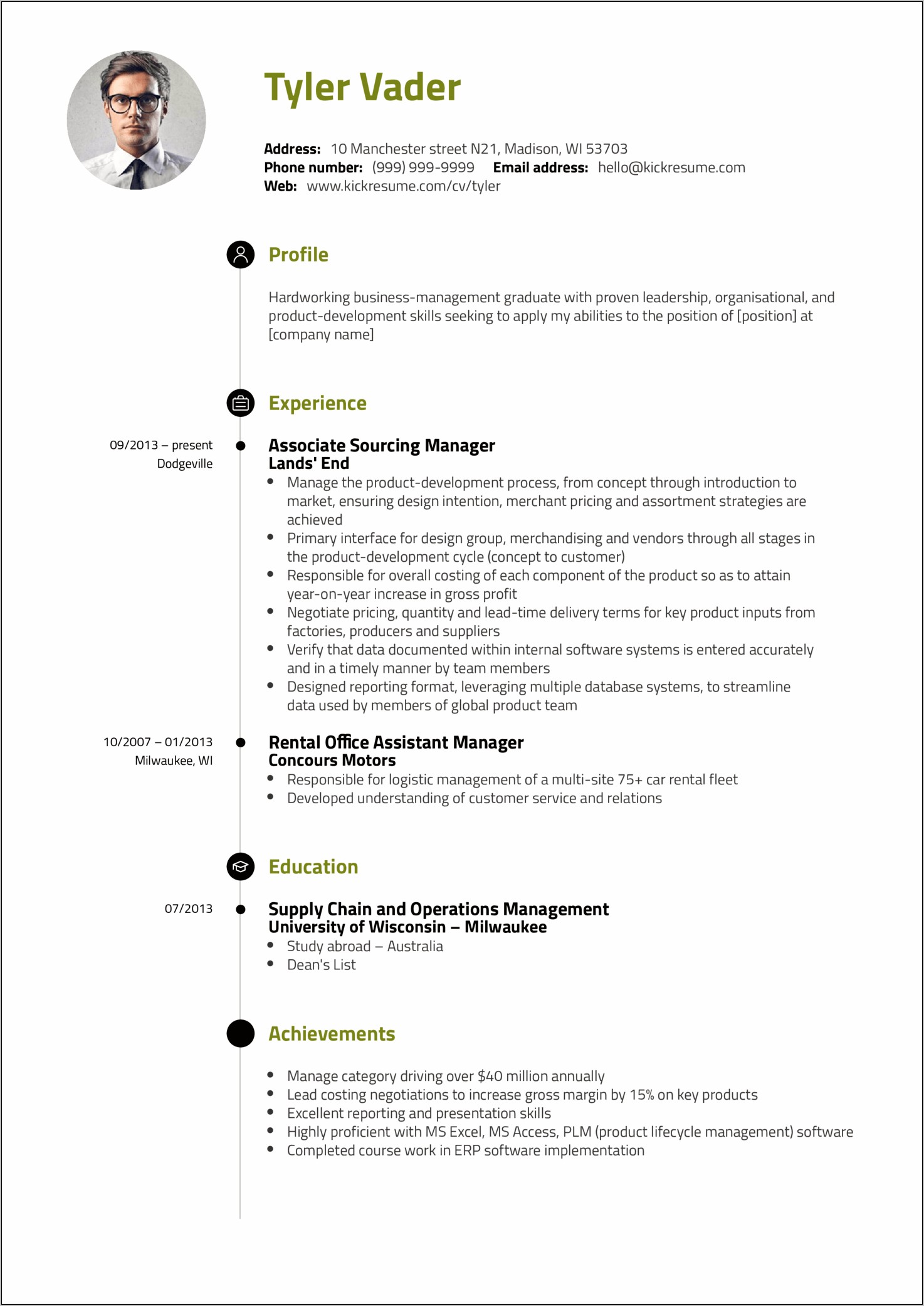 Sample Resume Business Management Graduate Word Doc