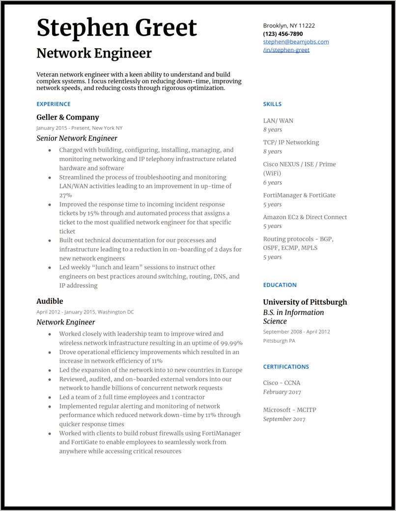 Sample Resume Ccent With No Experience
