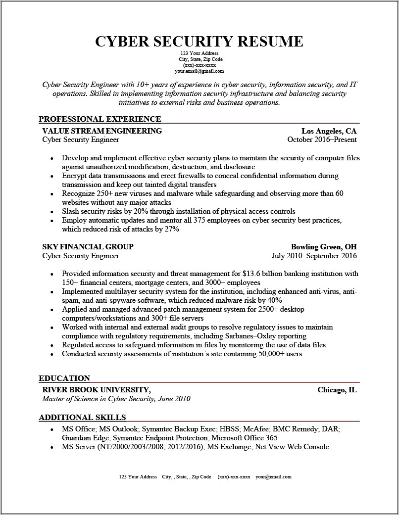 Sample Resume For 10 Years Experience