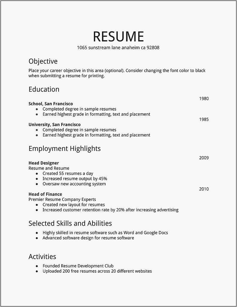 Sample Resume For 17 Year Old