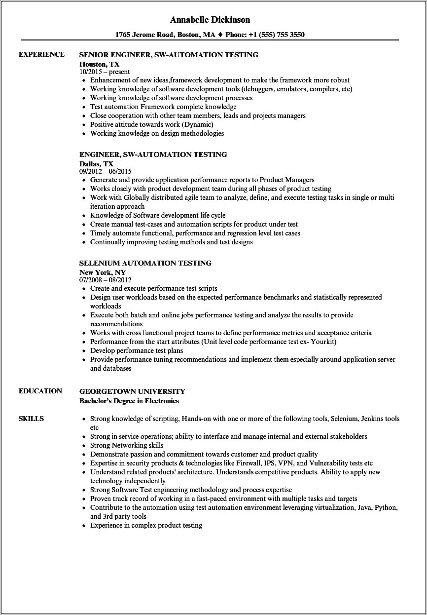 resume preparation for 2 years experience