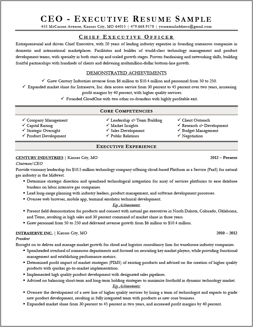 Sample Resume For 20 Years Experience