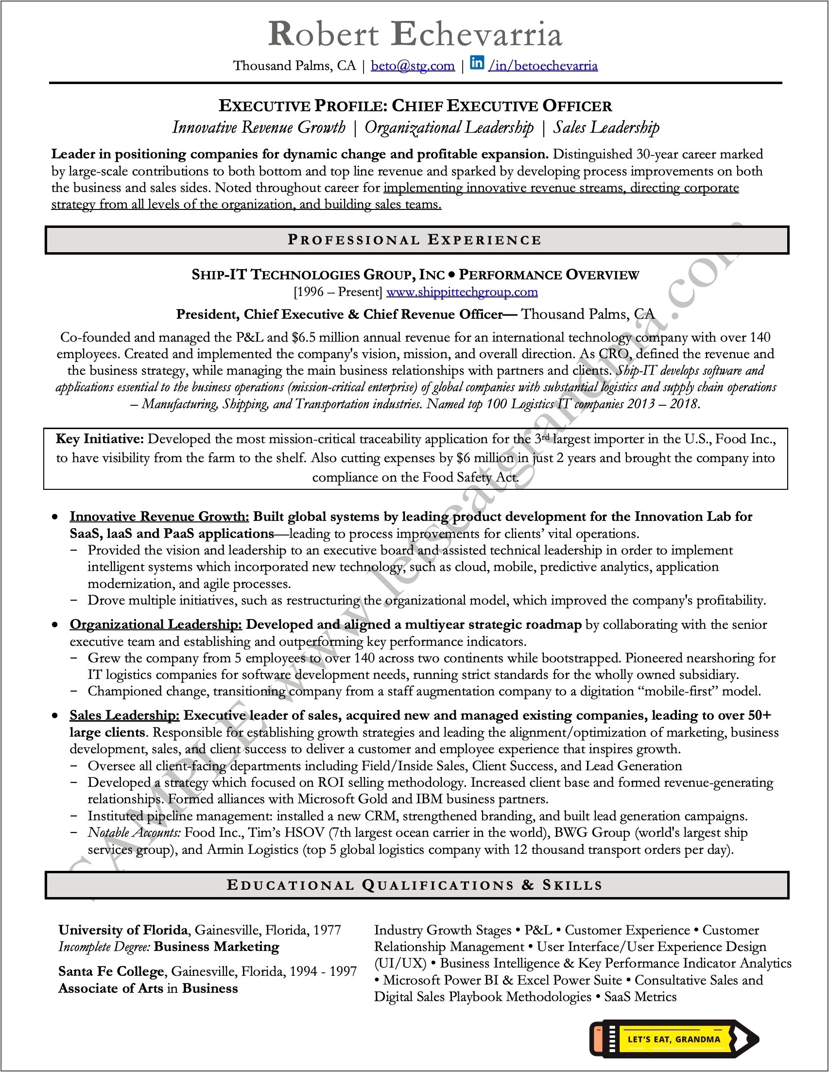 Sample Resume For 30 Years Experience