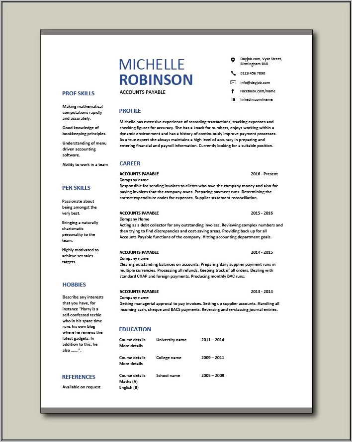 Sample Resume For Accounts Payable Team Leader