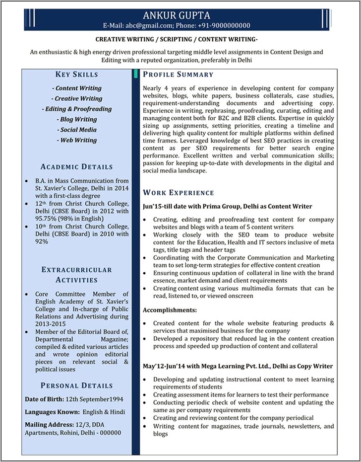 Sample Resume For Bpo Voice Process Freshers