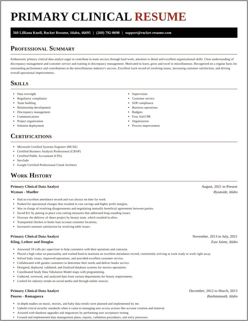 Sample Resume For Clinical Data Analyst