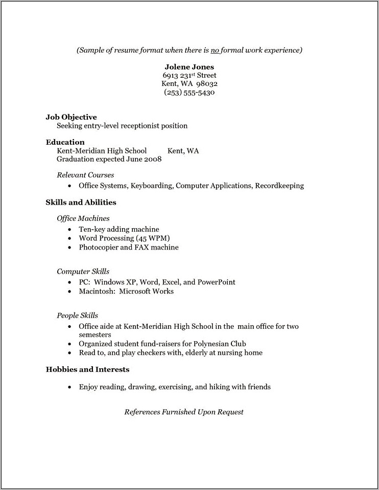 Sample Resume For College Graduate With Little Experience