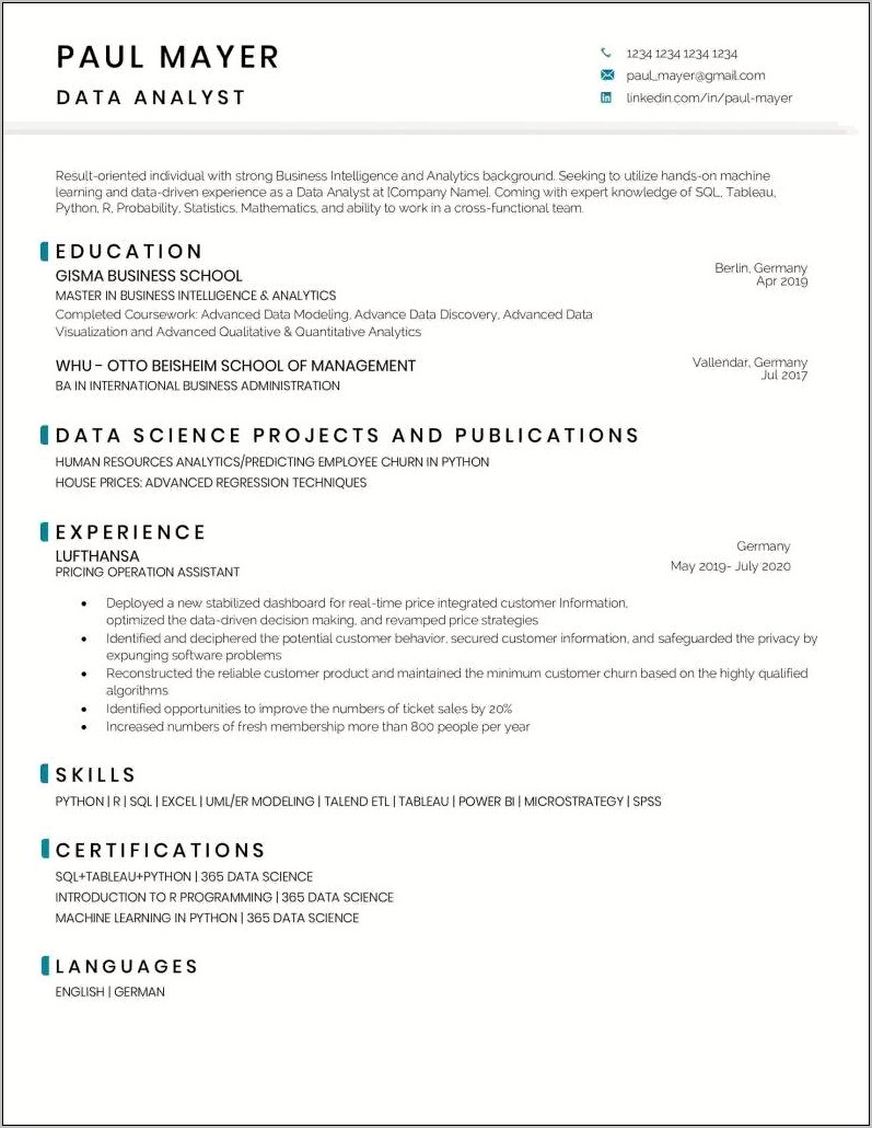 Sample Resume For Data Management Analyst