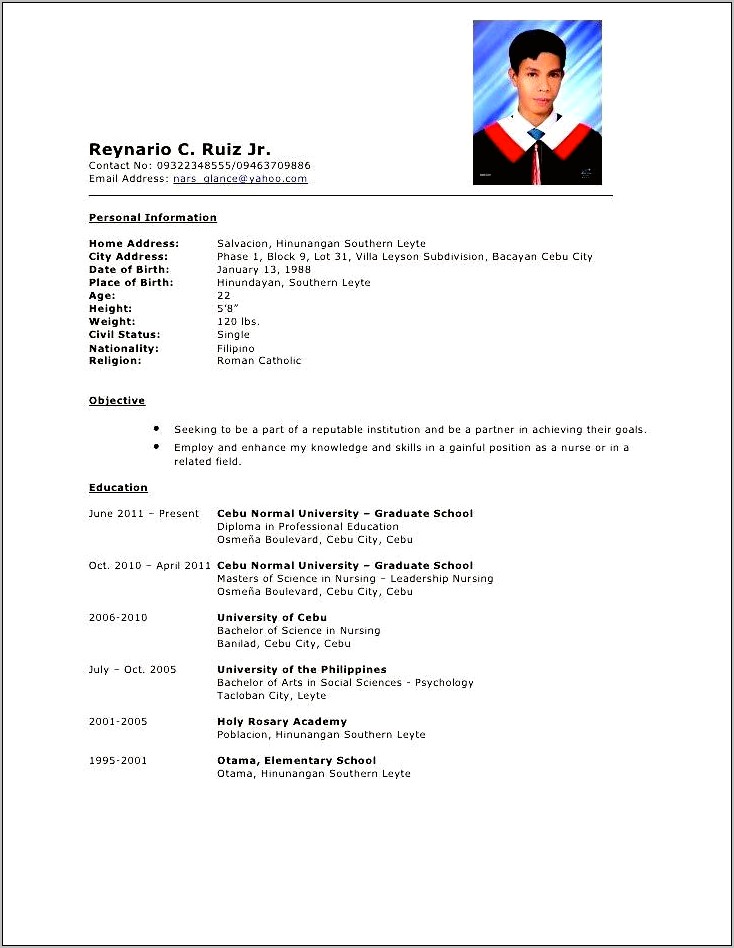 Sample Resume For Graduate Applications Word Pdf