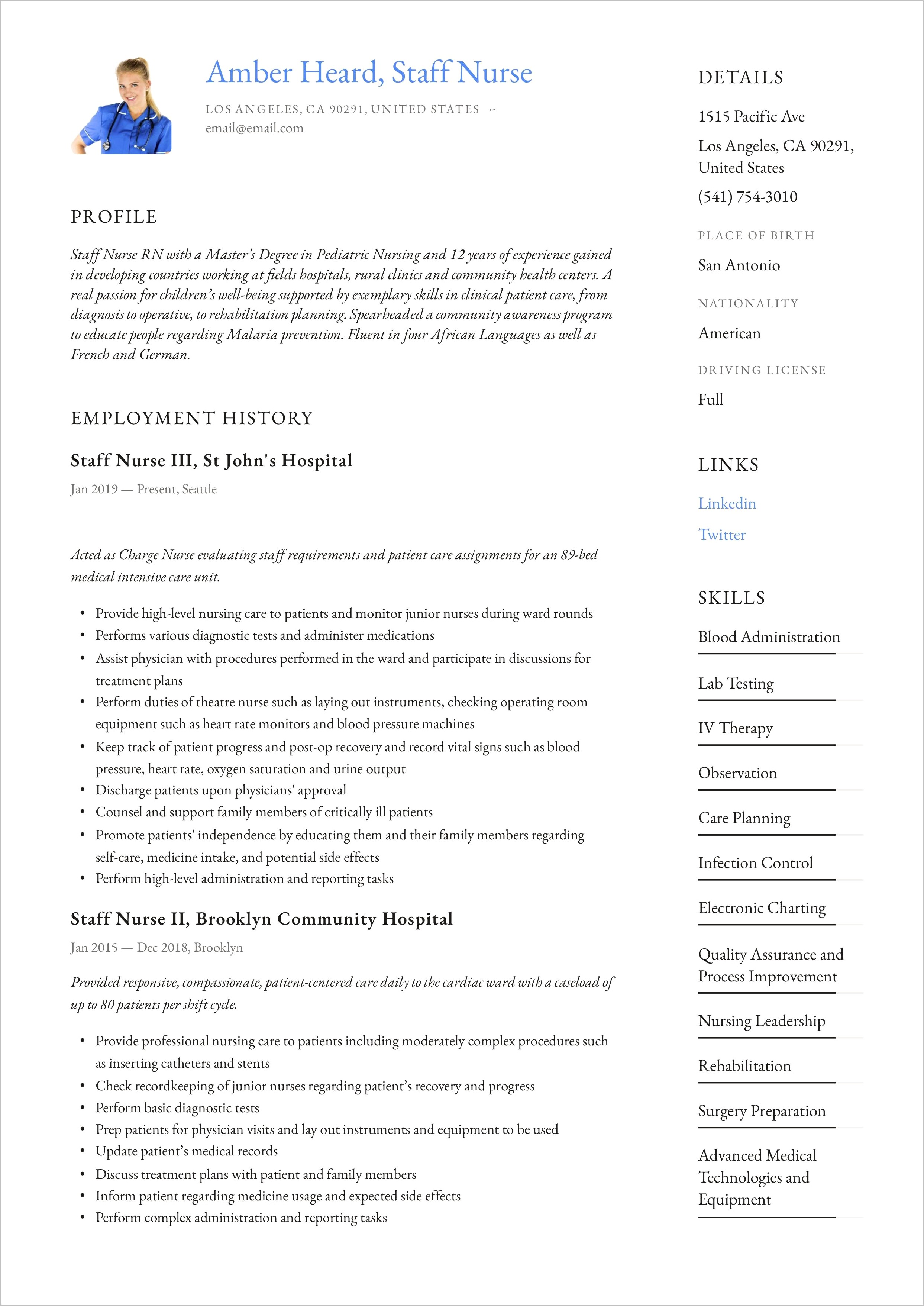 Sample Resume For Health Facility Driver