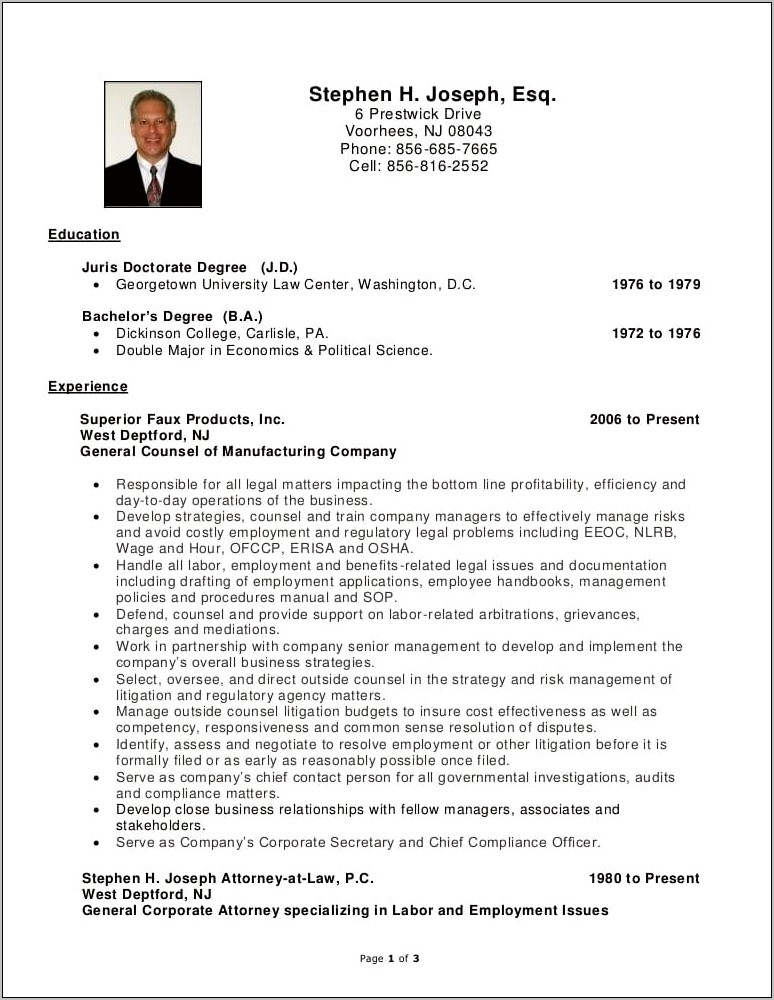 Sample Resume For Judicial Clerkship Nj