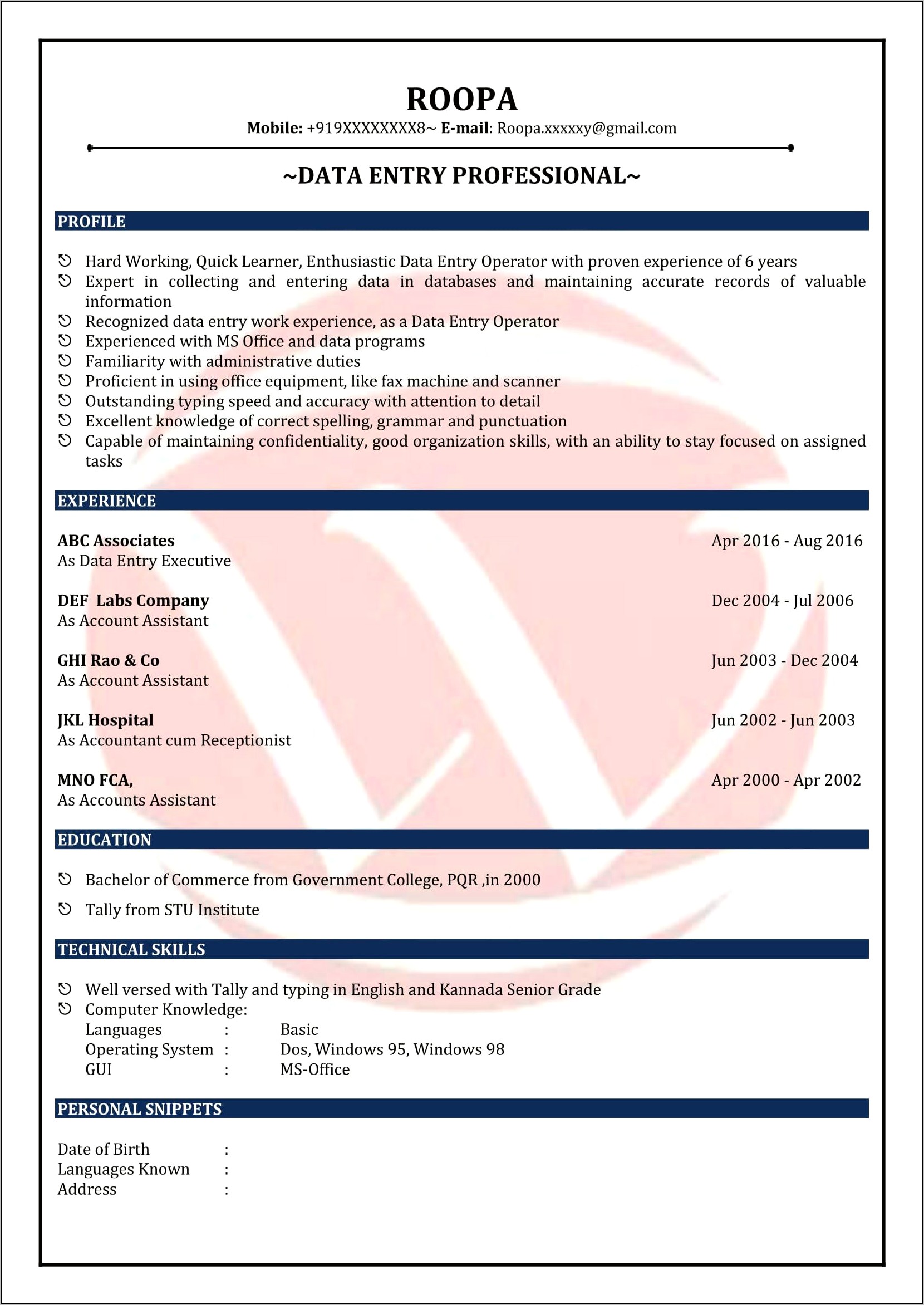 Sample Resume For Motor Coach Operator