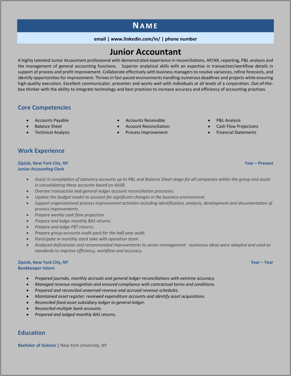 Sample Resume For Ojt Accounting Students