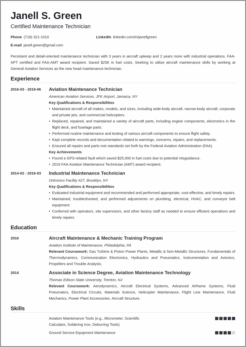 Sample Resume For Security System Technician