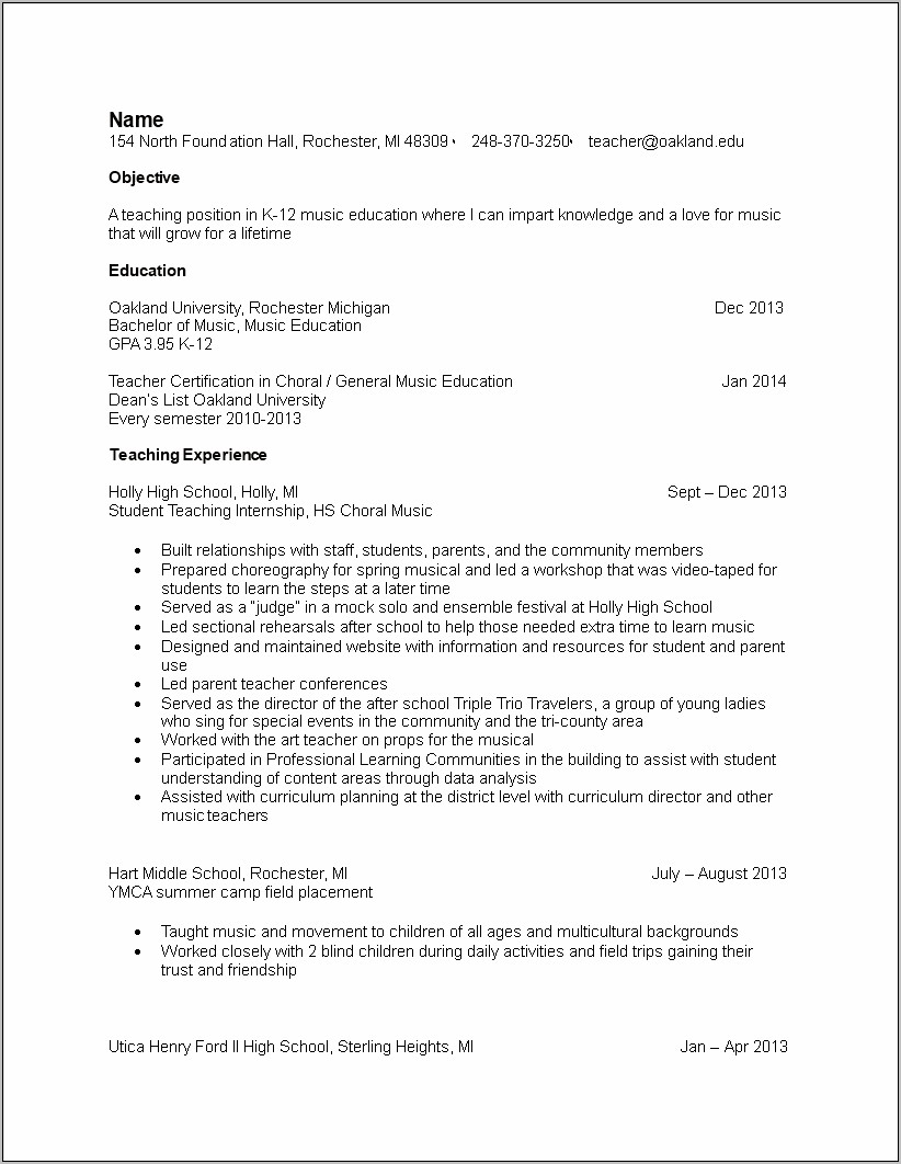 Sample Resume For Technology Educator Higher Education