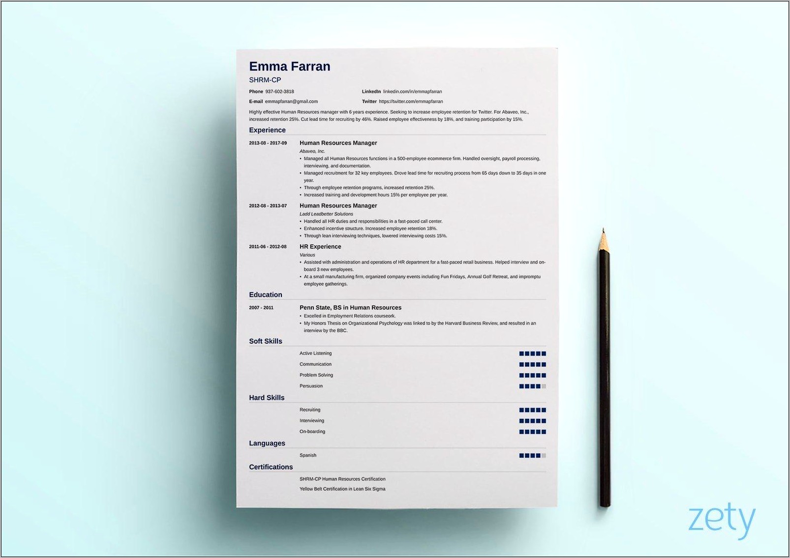 resume format on ms word