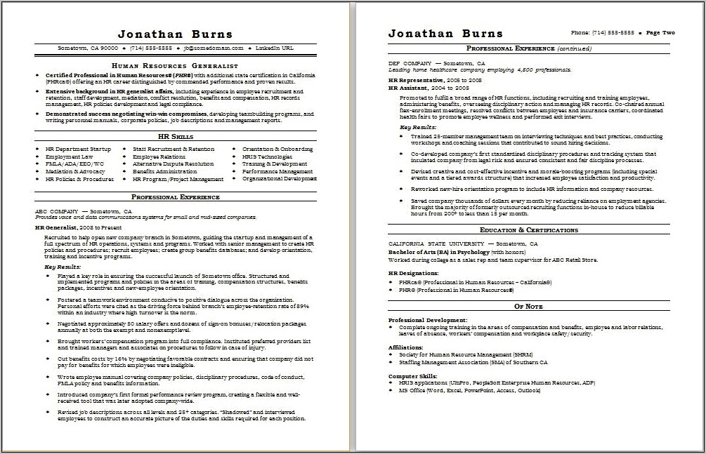 Sample Resume Health Care Middle Manager