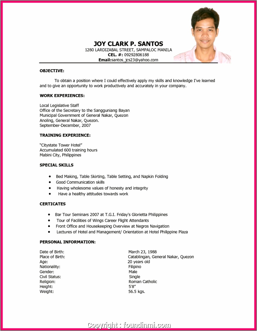 Sample Resume Objective For Hrm Students