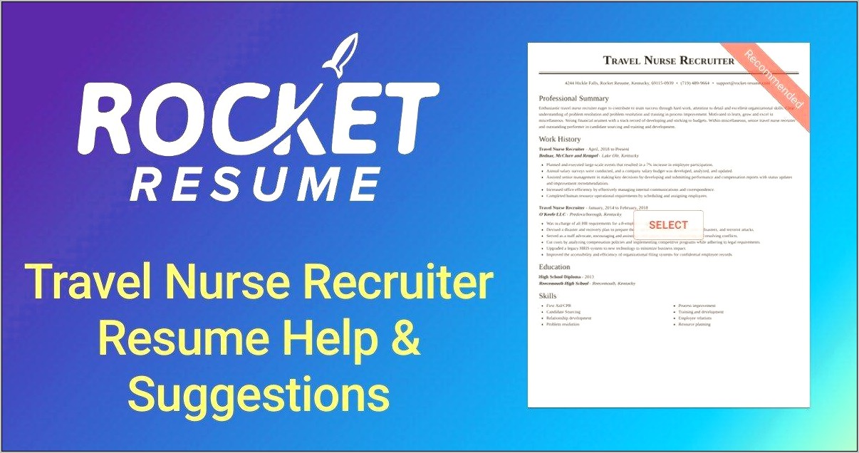 Sample Resume Of A Recruiter For Travling Nurses