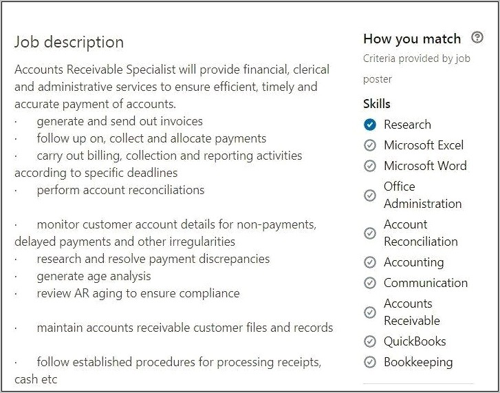 Sample Resume Opening Summary For Accounts Receivable